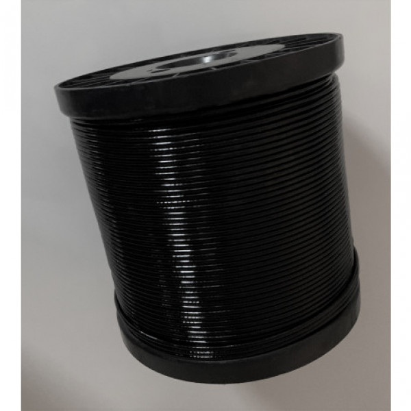 Cabo de Aço 2,4mm 6x7 Alma de Fibra Plastificado Nylon Preto - 30 mts